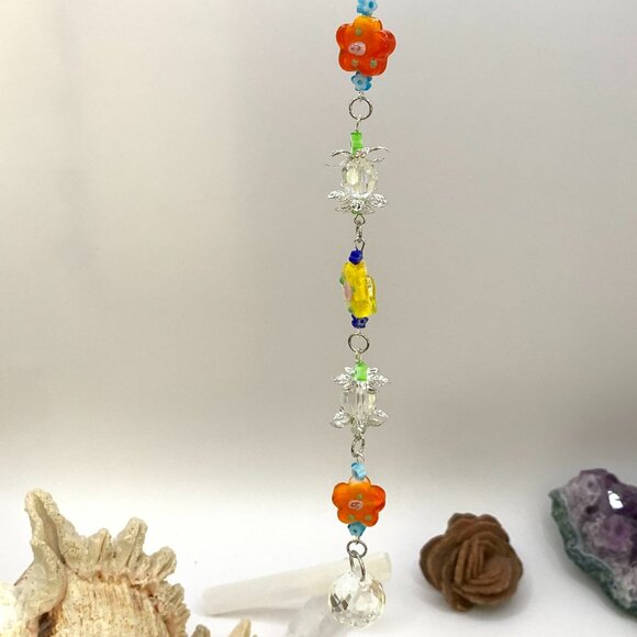 Flower Beads Car Rearview Mirror Suncatcher Prism Charm Gift Handmade CC104 - Picture 2 of 2